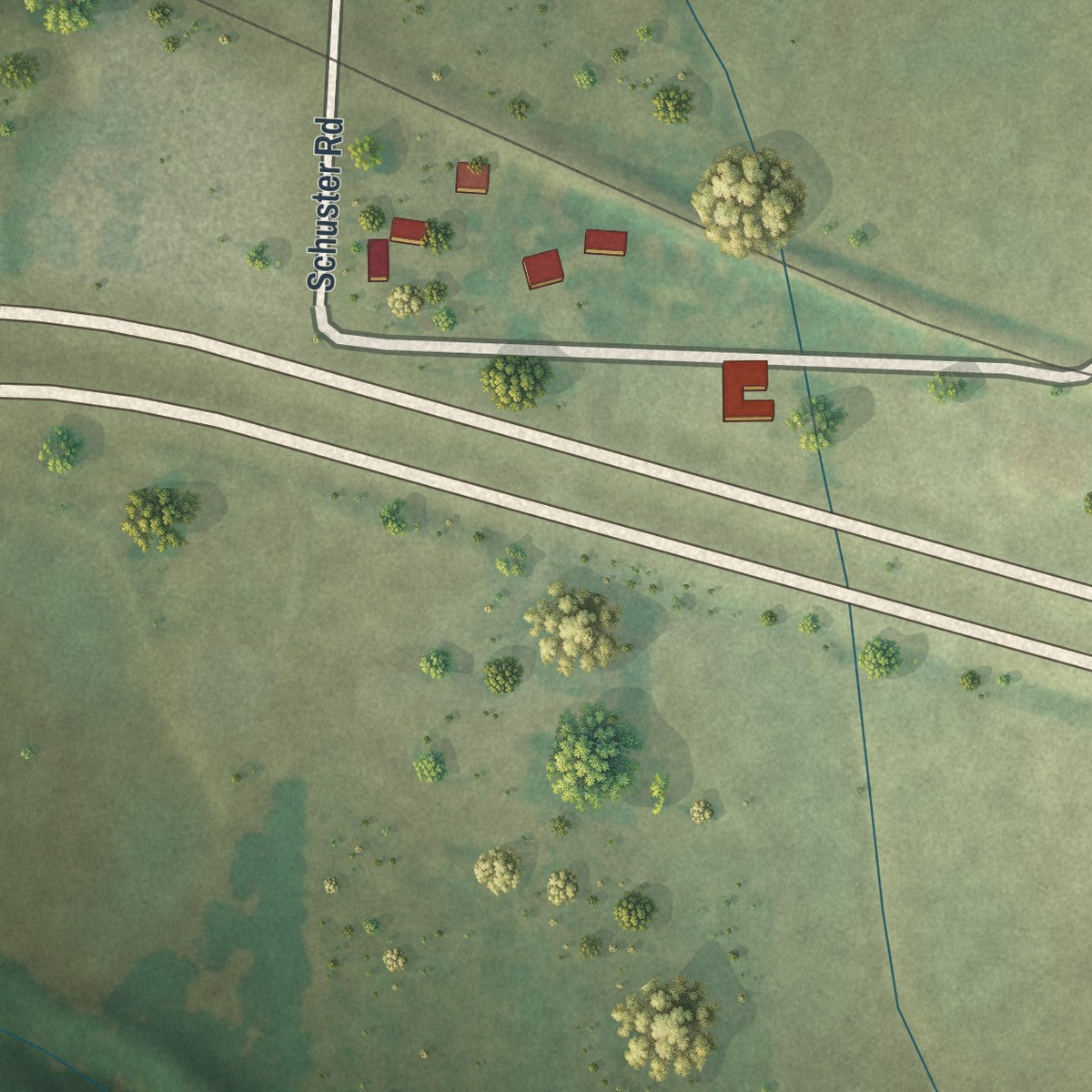 Second close-up of the map of Levasy, Missouri print showing more streets and buildings