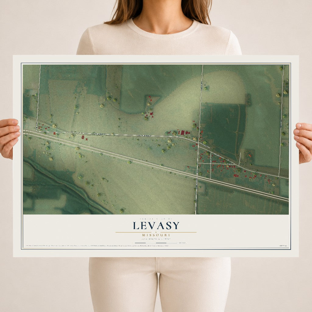 Map of Levasy, Missouri, 18 x 24 inch unframed archival matte print