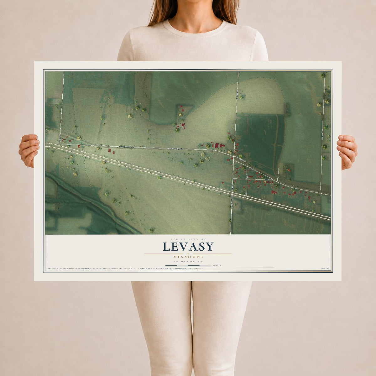 Map of Levasy, Missouri, 24 x 36 inch unframed archival matte print