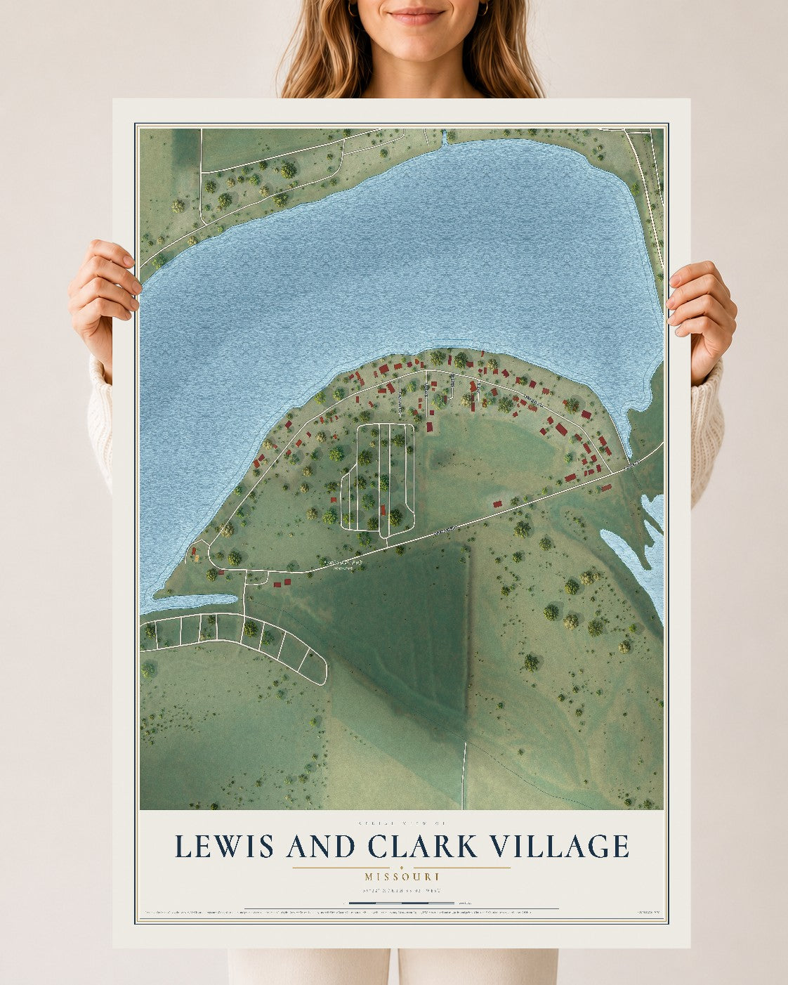 Map of Lewis and Clark Village, Missouri, 24 x 36 inch unframed archival matte print