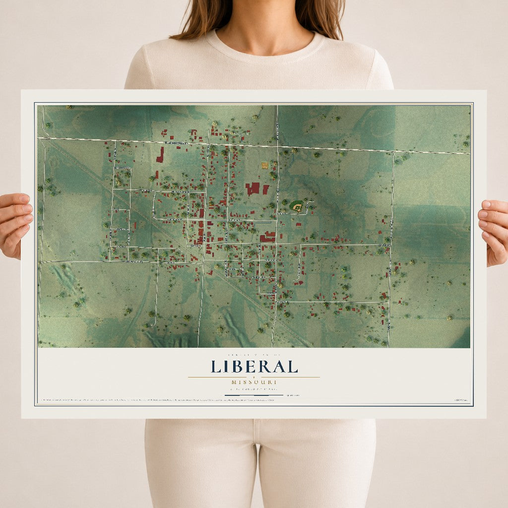 Map of Liberal, Missouri, 18 x 24 inch unframed archival matte print