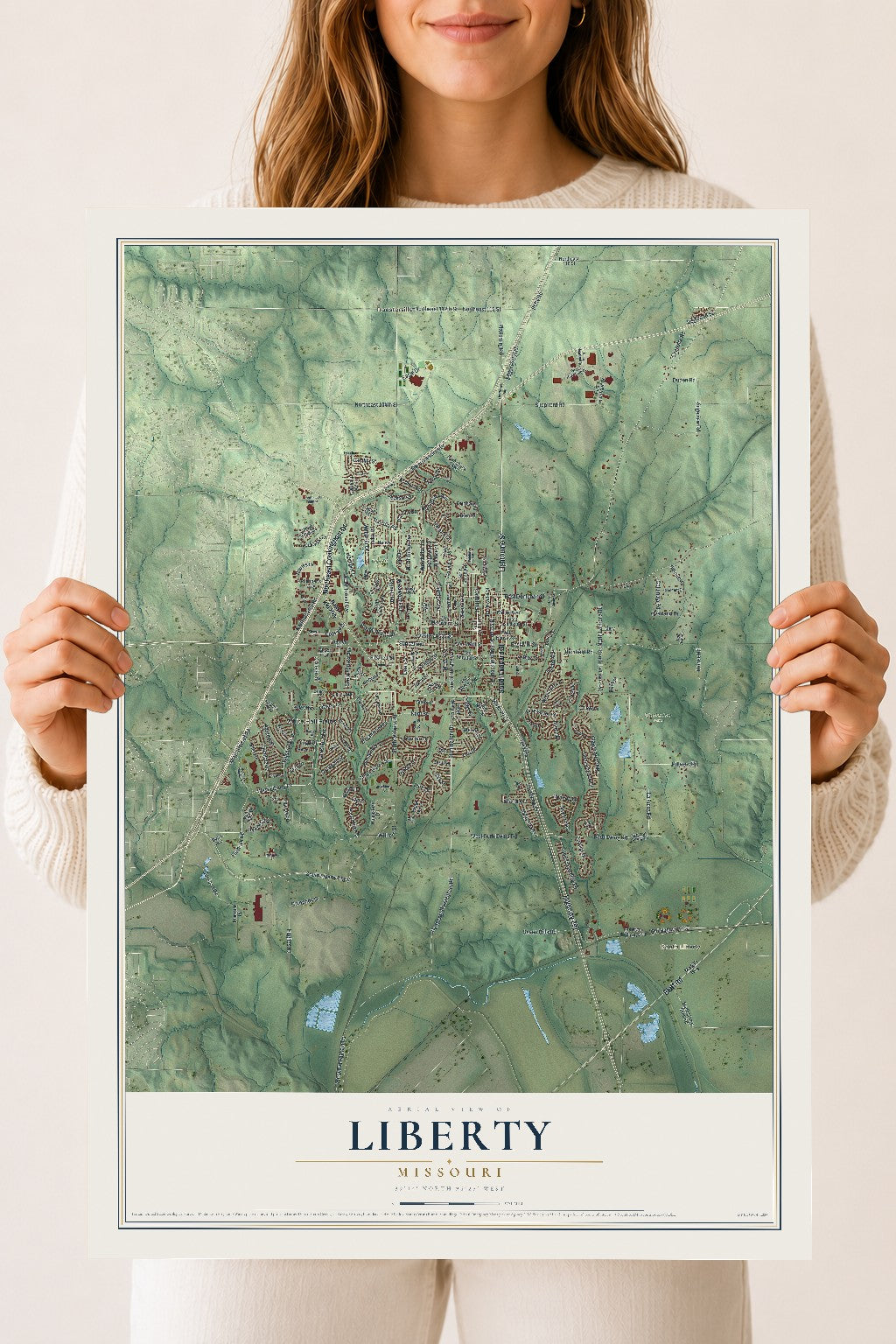 Map of Liberty, Missouri, 18 x 24 inch unframed archival matte print