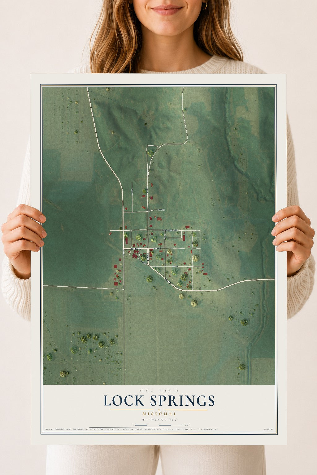 Map of Lock Springs, Missouri, 18 x 24 inch unframed archival matte print