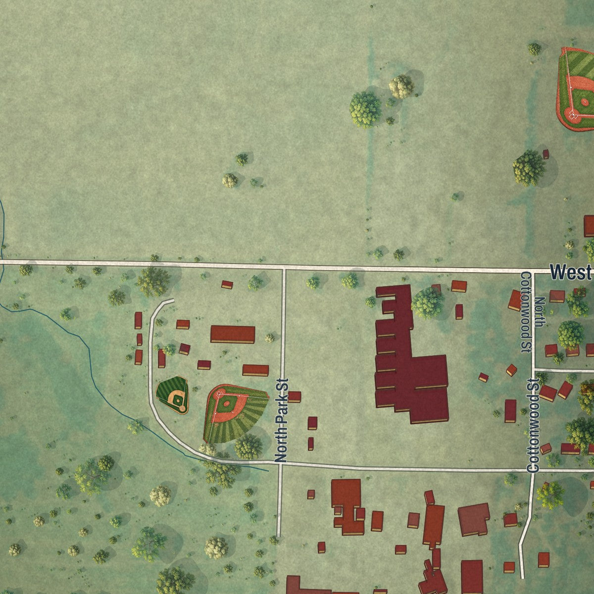 Second close-up of the map of Lockwood, Missouri print showing more streets and buildings