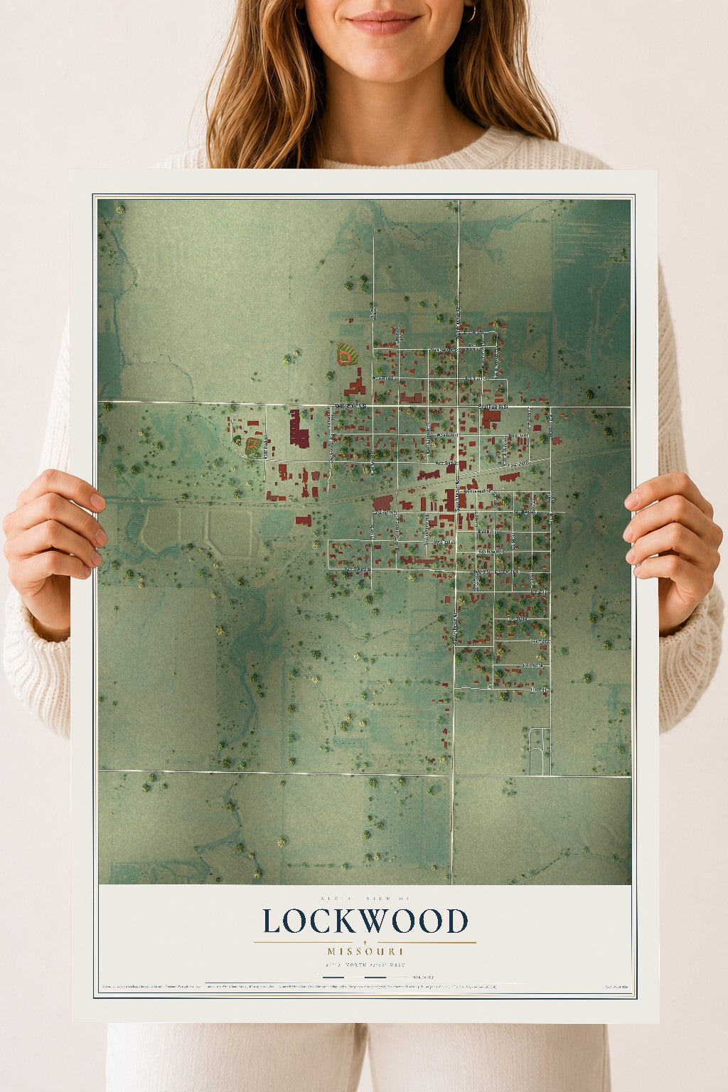 Map of Lockwood, Missouri, 18 x 24 inch unframed archival matte print