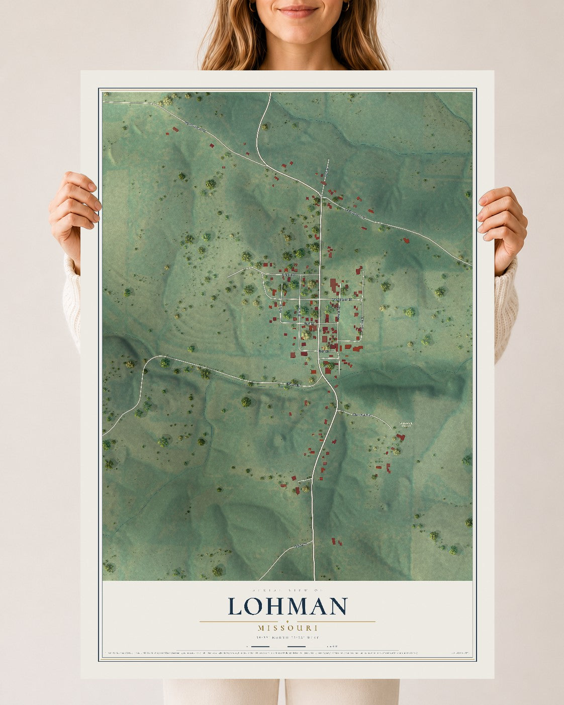 Map of Lohman, Missouri, 24 x 36 inch unframed archival matte print
