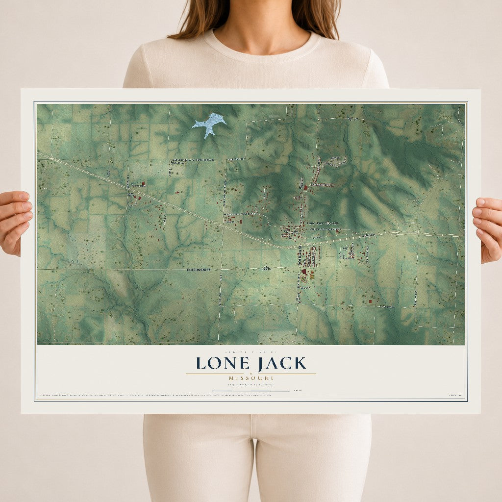 Map of Lone Jack, Missouri, 18 x 24 inch unframed archival matte print