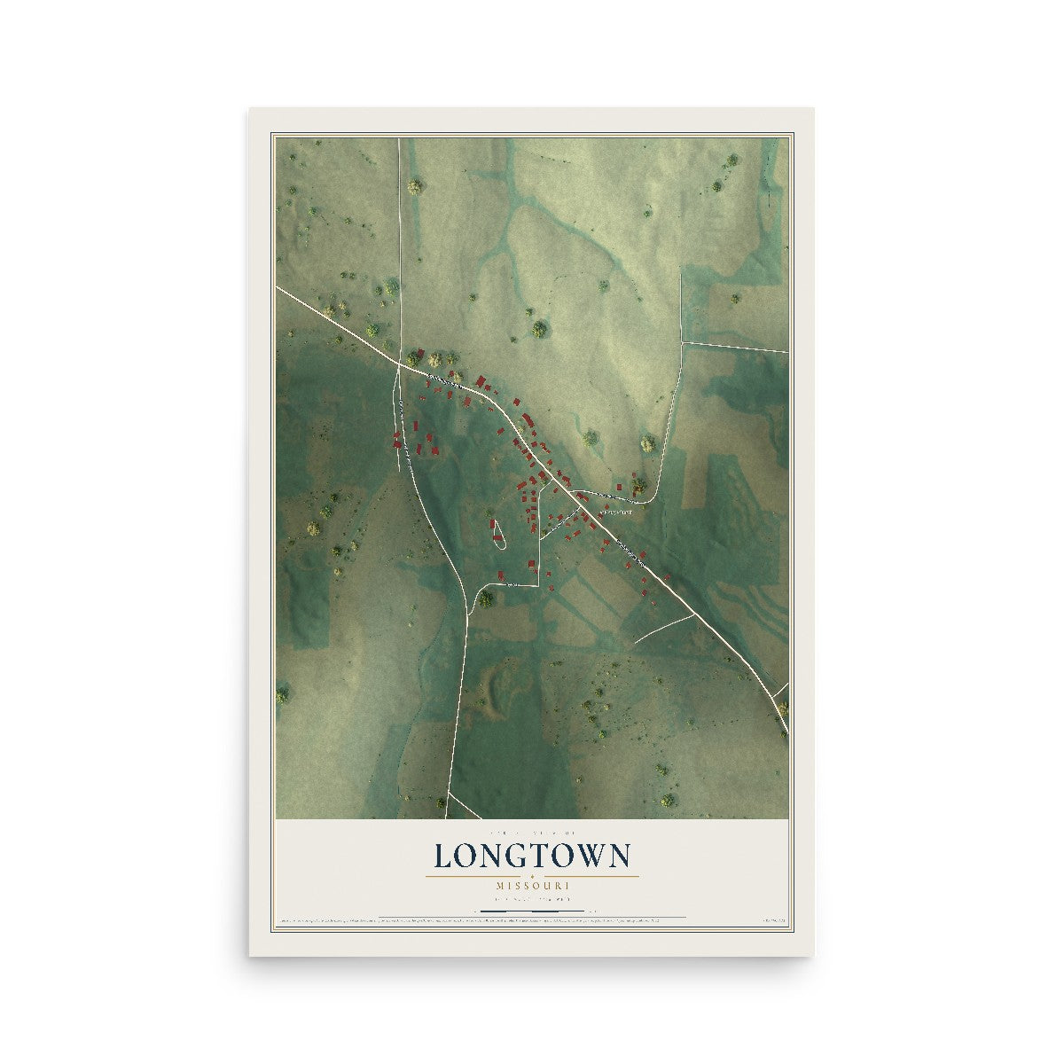 Map of Longtown, Missouri, 12 x 18 inch unframed archival matte print