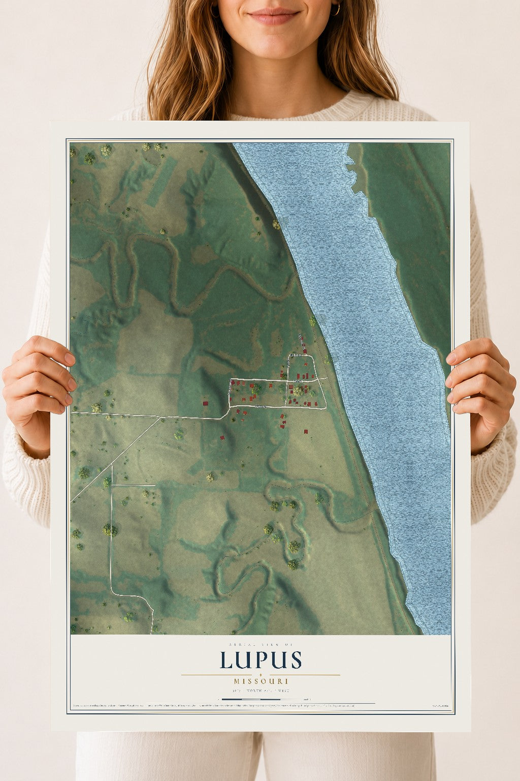 Map of Lupus, Missouri, 18 x 24 inch unframed archival matte print