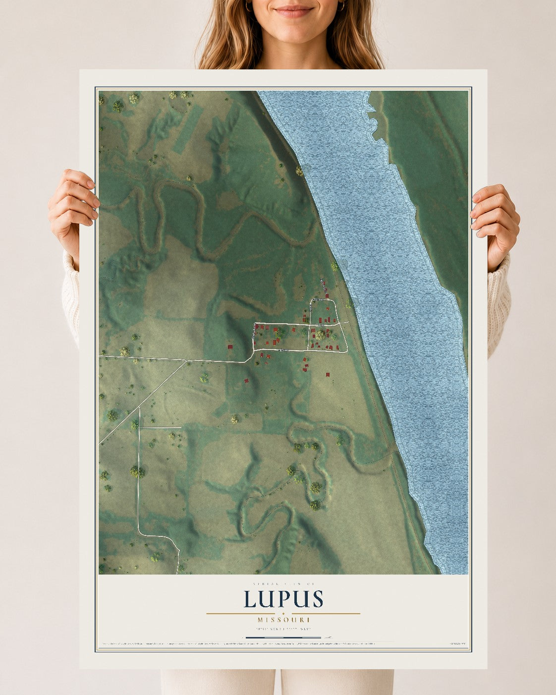 Map of Lupus, Missouri, 24 x 36 inch unframed archival matte print