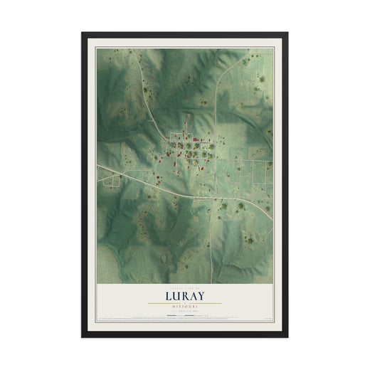 Map of Luray, Missouri, 12 x 18 inch print in a black wood frame