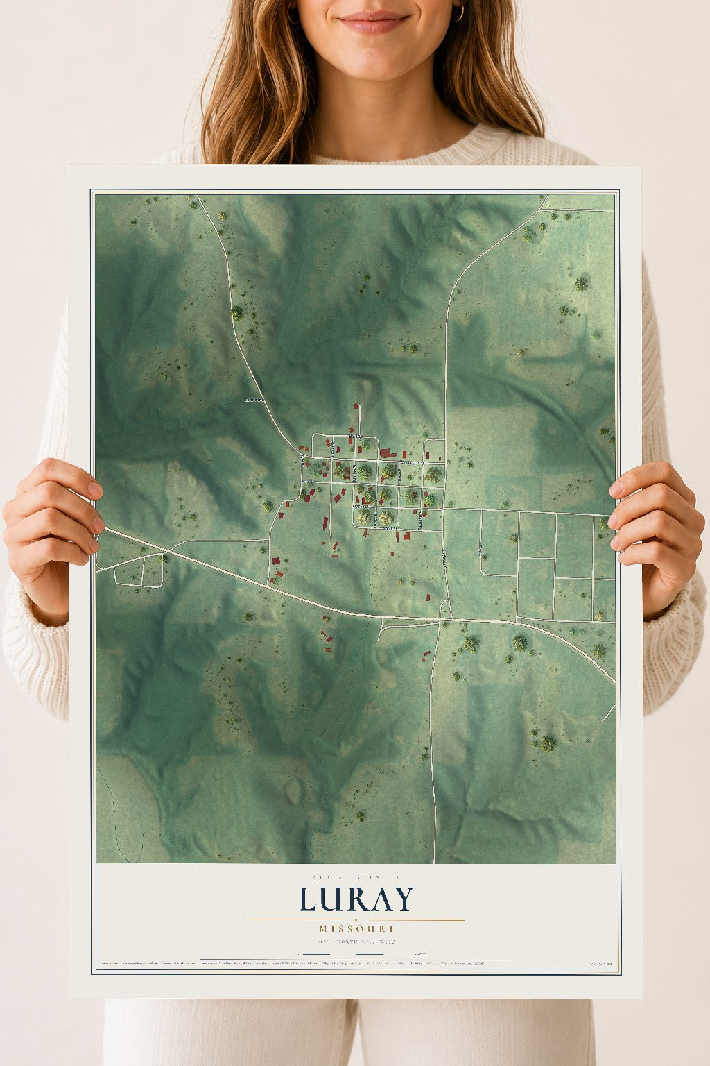 Map of Luray, Missouri, 18 x 24 inch unframed archival matte print