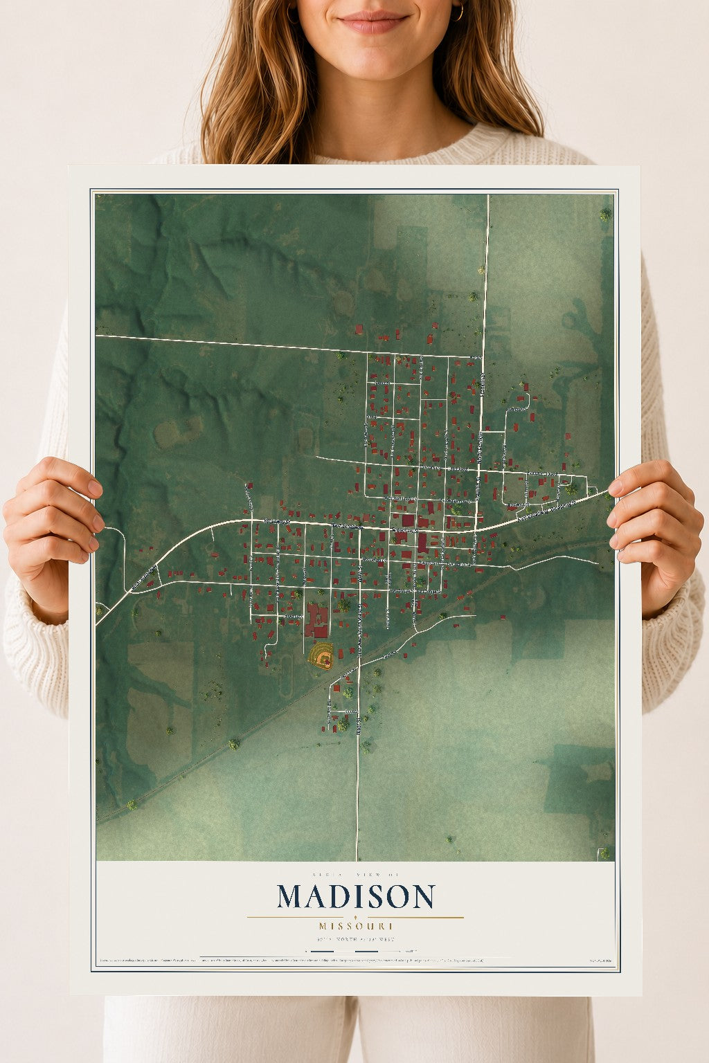 Map of Madison, Missouri, 18 x 24 inch unframed archival matte print