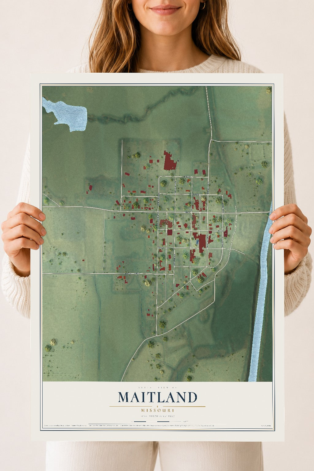 Map of Maitland, Missouri, 18 x 24 inch unframed archival matte print