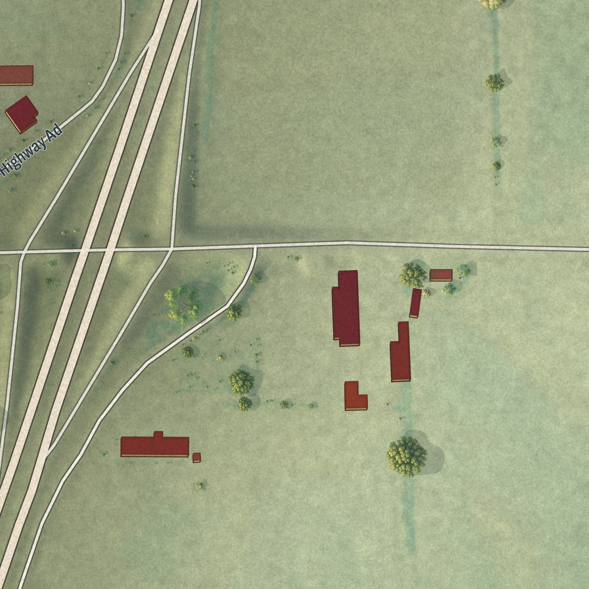 Second close-up of the map of Marston, Missouri print showing more streets and buildings