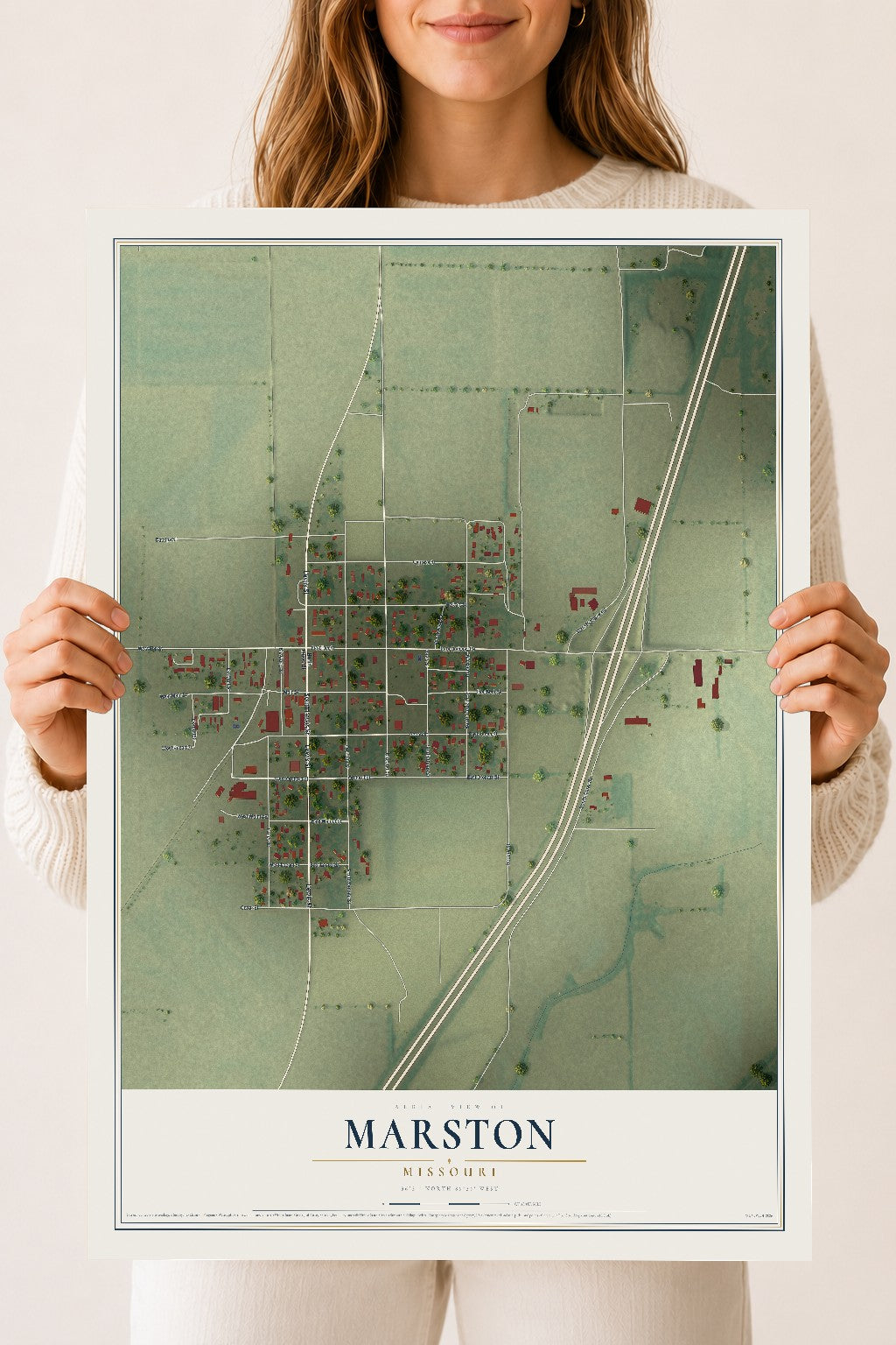 Map of Marston, Missouri, 18 x 24 inch unframed archival matte print