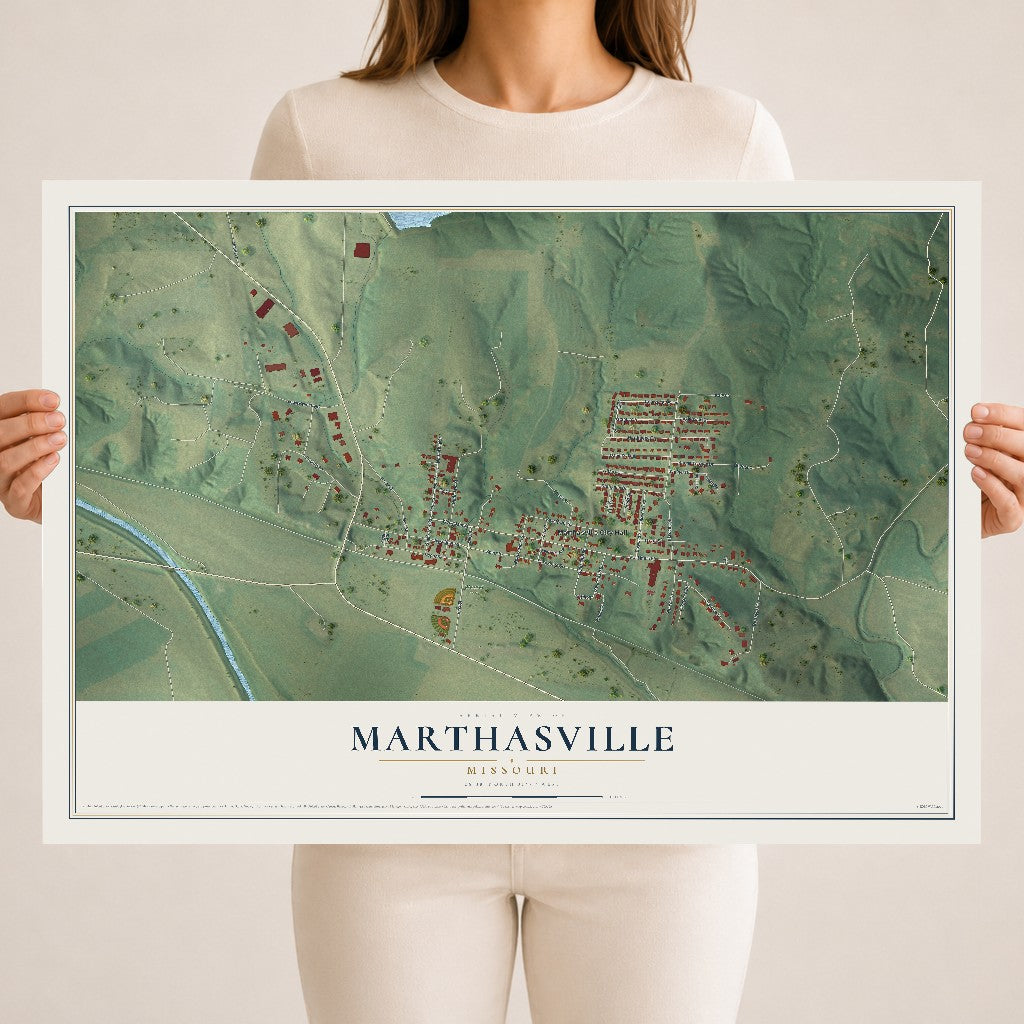 Map of Marthasville, Missouri, 18 x 24 inch unframed archival matte print