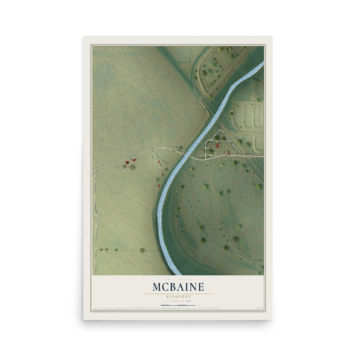 Map of McBaine, Missouri, 12 x 18 inch unframed archival matte print