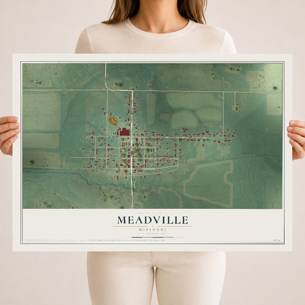 Map of Meadville, Missouri, 18 x 24 inch unframed archival matte print