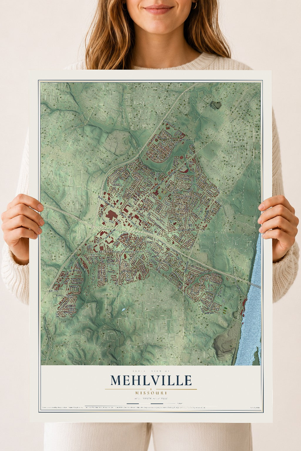 Map of Mehlville, Missouri, 18 x 24 inch unframed archival matte print
