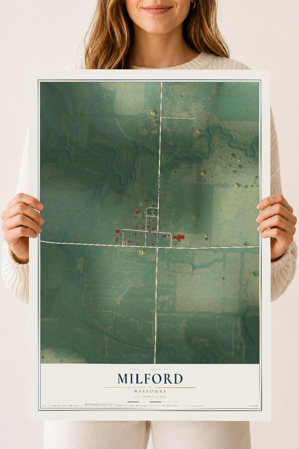 Map of Milford, Missouri, 18 x 24 inch unframed archival matte print