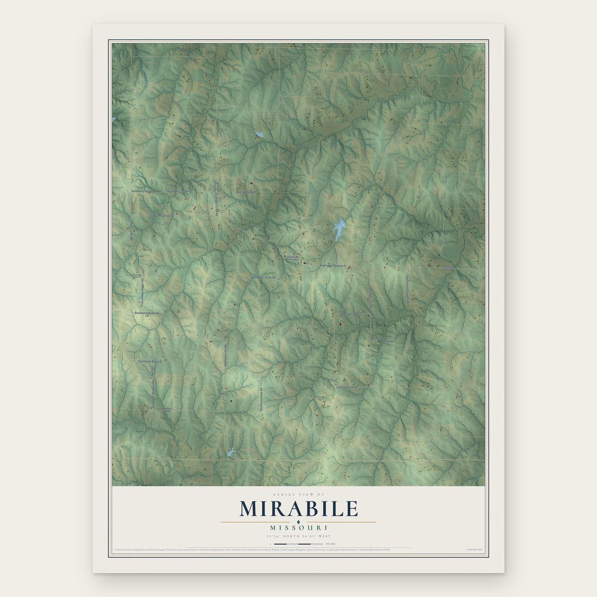 Mirabile, Missouri map print, the full design