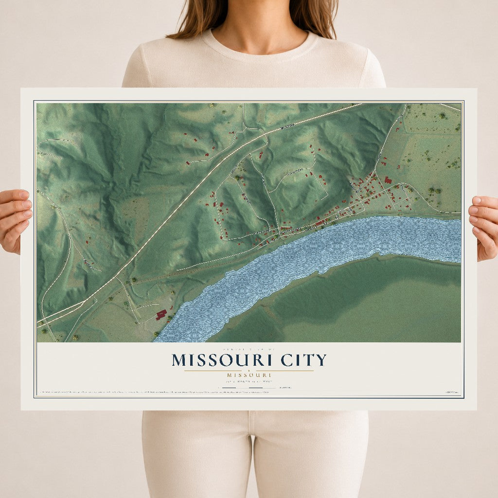 Map of Missouri City, Missouri, 18 x 24 inch unframed archival matte print