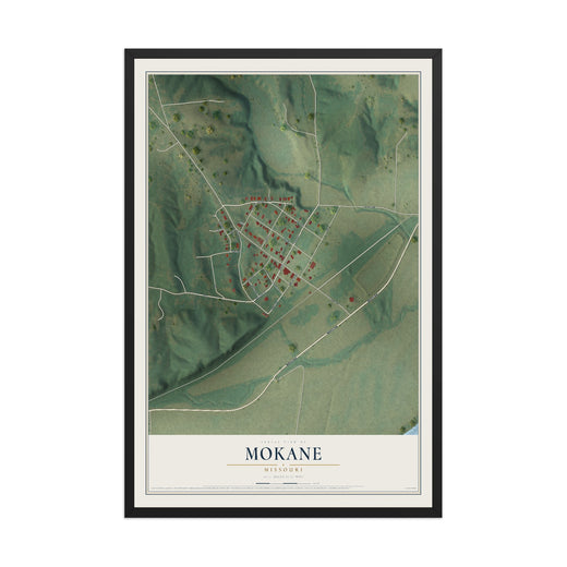 Map of Mokane, Missouri, 12 x 18 inch print in a black wood frame