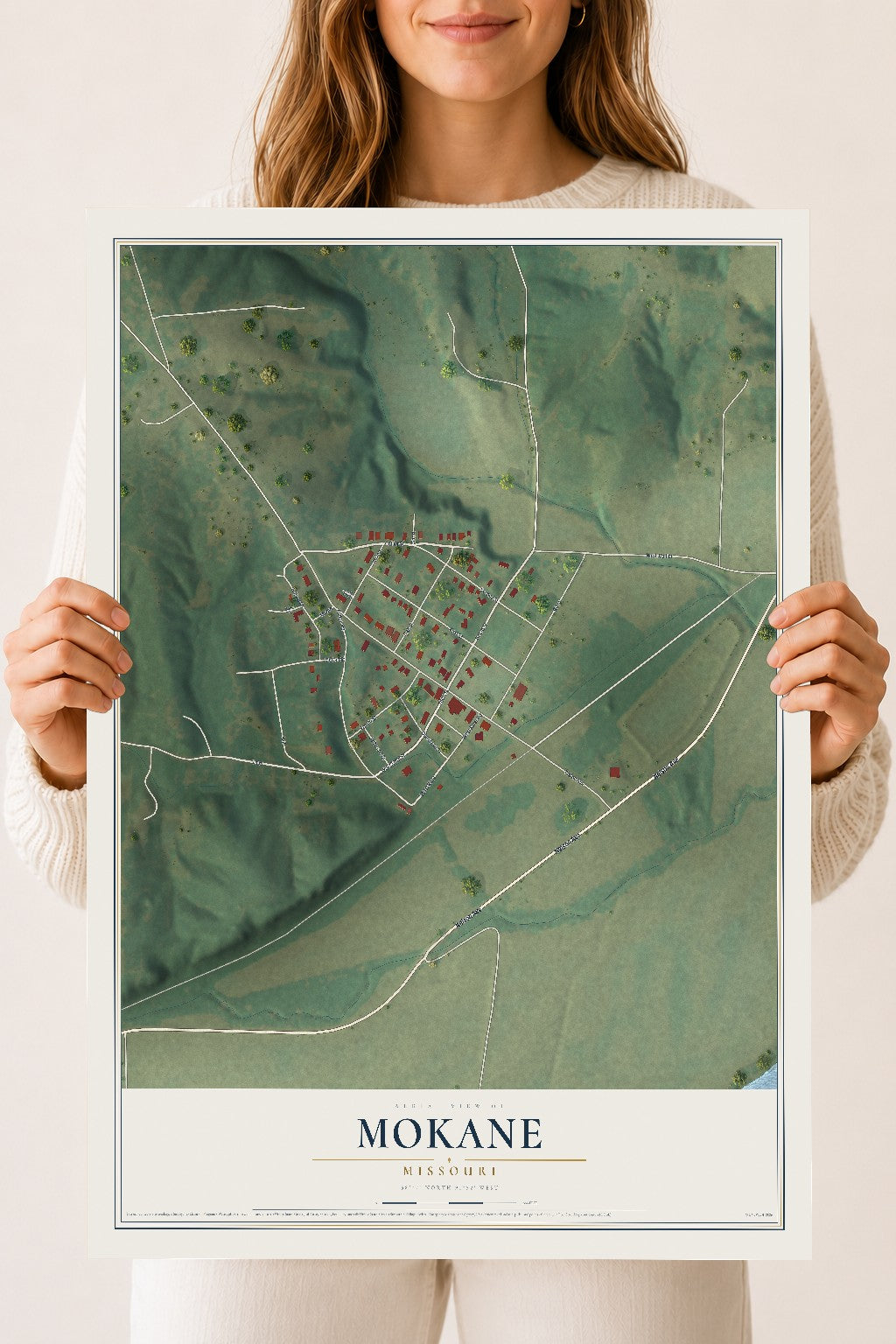Map of Mokane, Missouri, 18 x 24 inch unframed archival matte print