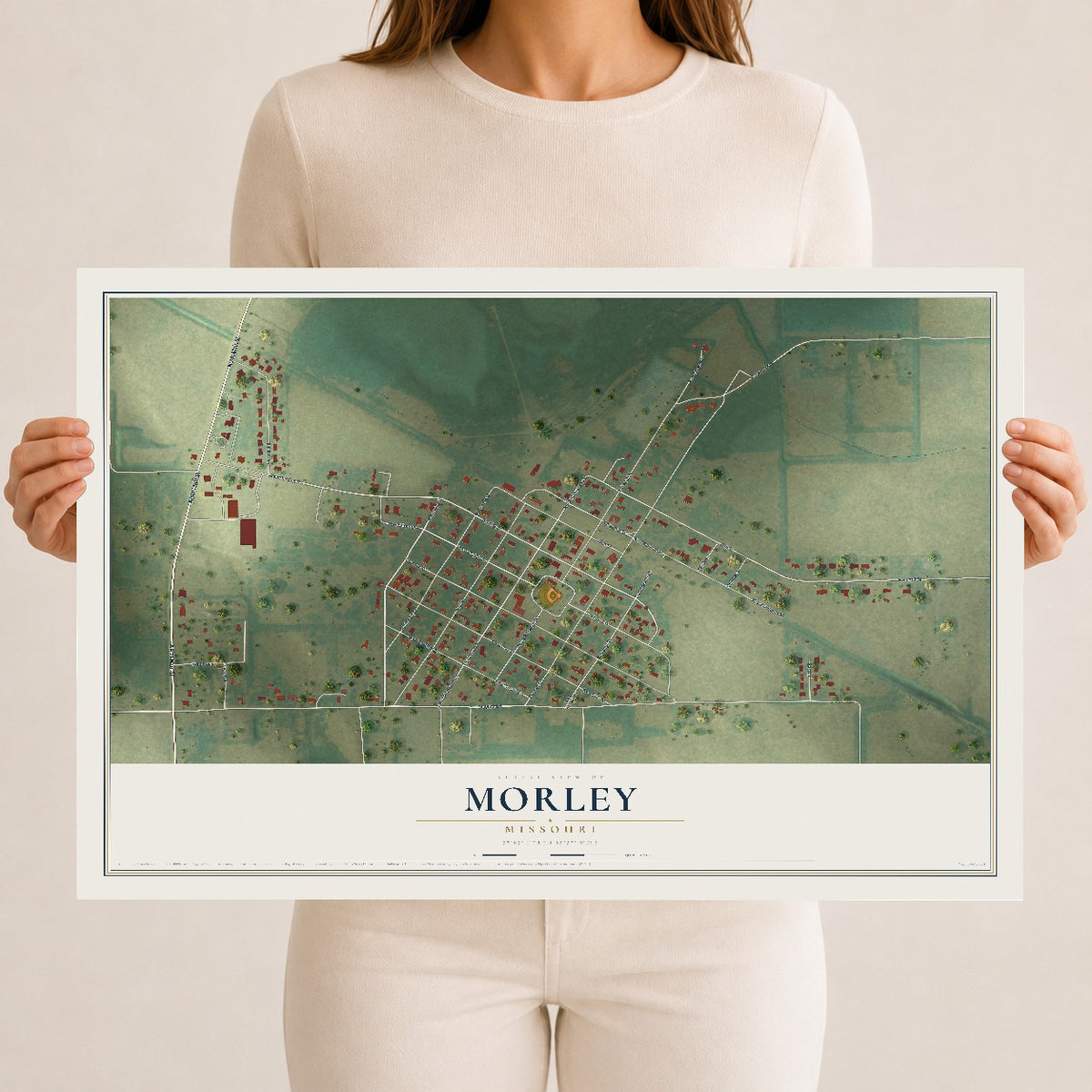Map of Morley, Missouri, 12 x 18 inch unframed archival matte print
