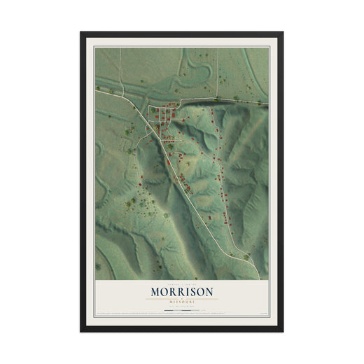 Map of Morrison, Missouri, 12 x 18 inch print in a black wood frame