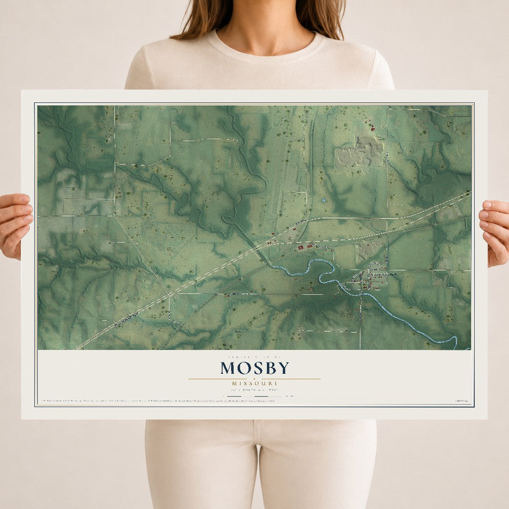 Map of Mosby, Missouri, 18 x 24 inch unframed archival matte print
