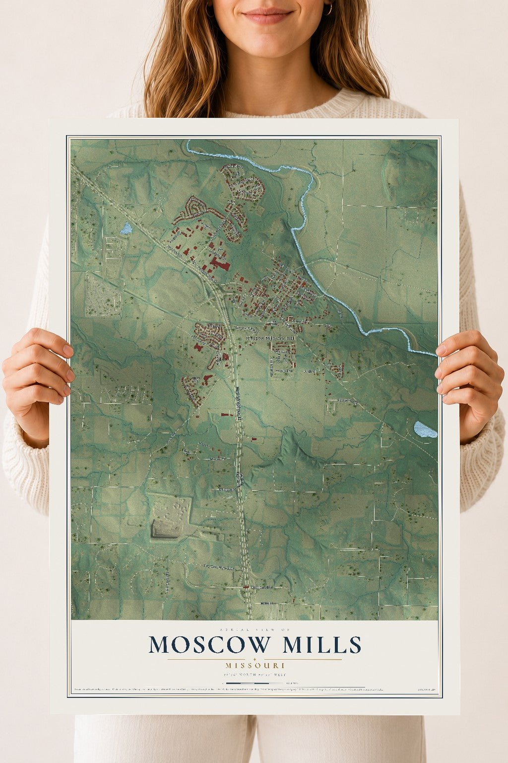 Map of Moscow Mills, Missouri, 18 x 24 inch unframed archival matte print