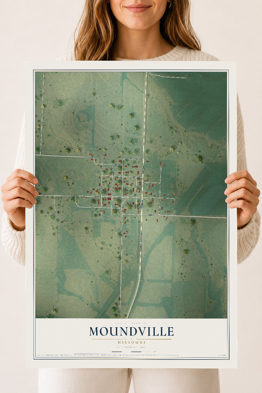 Map of Moundville, Missouri, 18 x 24 inch unframed archival matte print