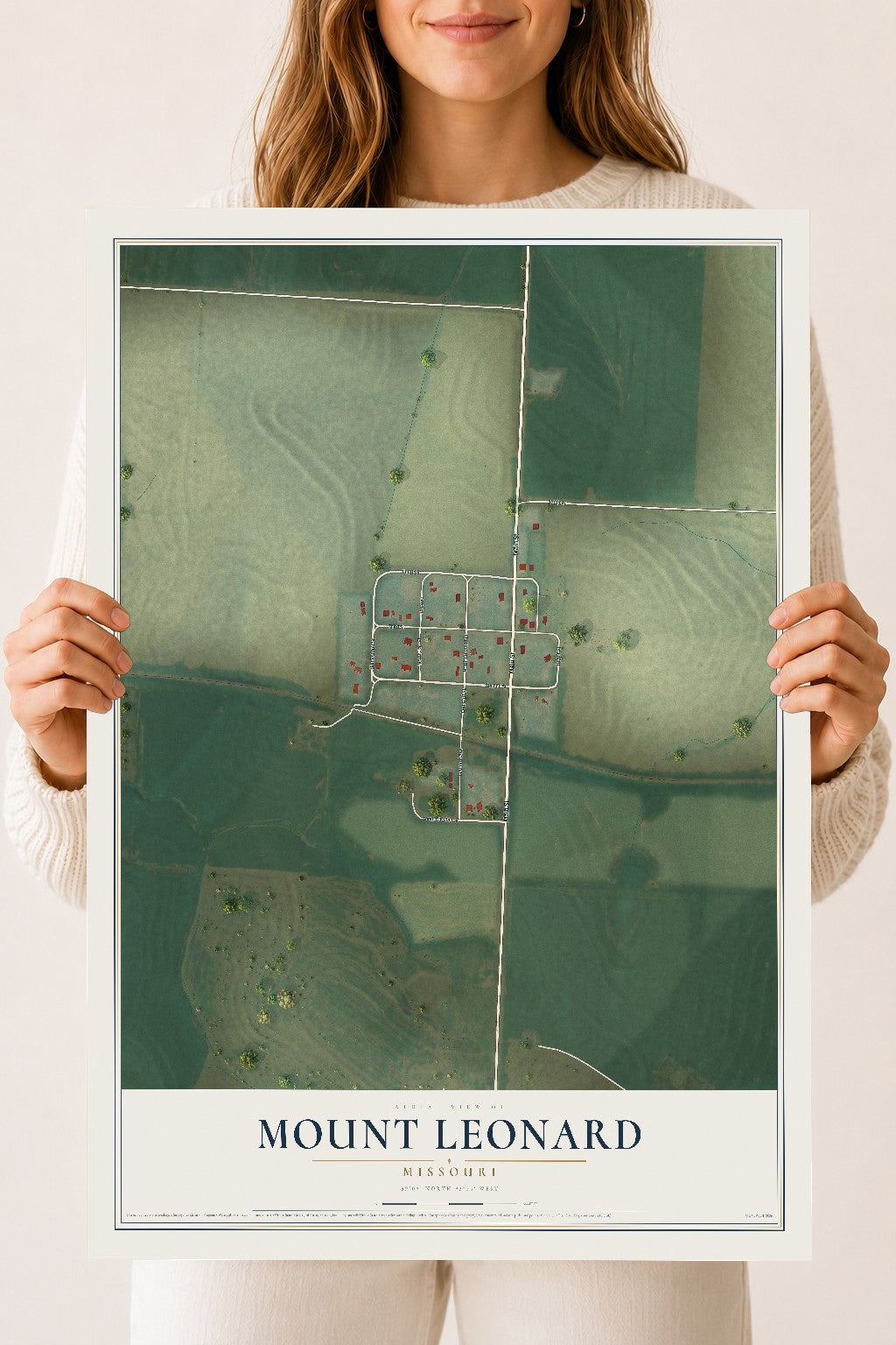 Map of Mount Leonard, Missouri, 18 x 24 inch unframed archival matte print