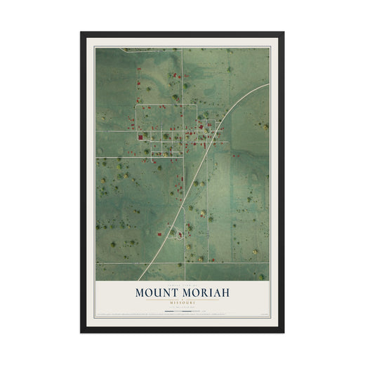 Map of Mount Moriah, Missouri, 12 x 18 inch print in a black wood frame