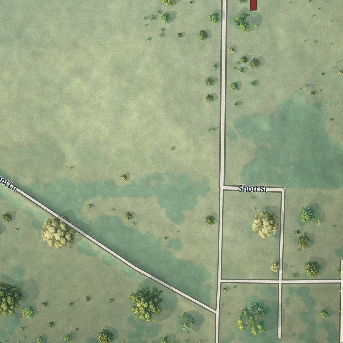 Second close-up of the map of Neck City, Missouri print showing more streets and buildings