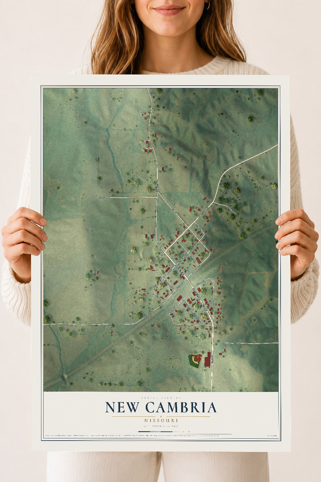 Map of New Cambria, Missouri, 18 x 24 inch unframed archival matte print