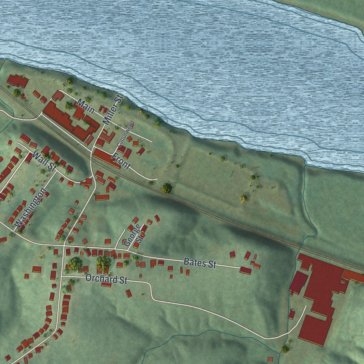 Second close-up of the map of New Haven, Missouri print showing more streets and buildings