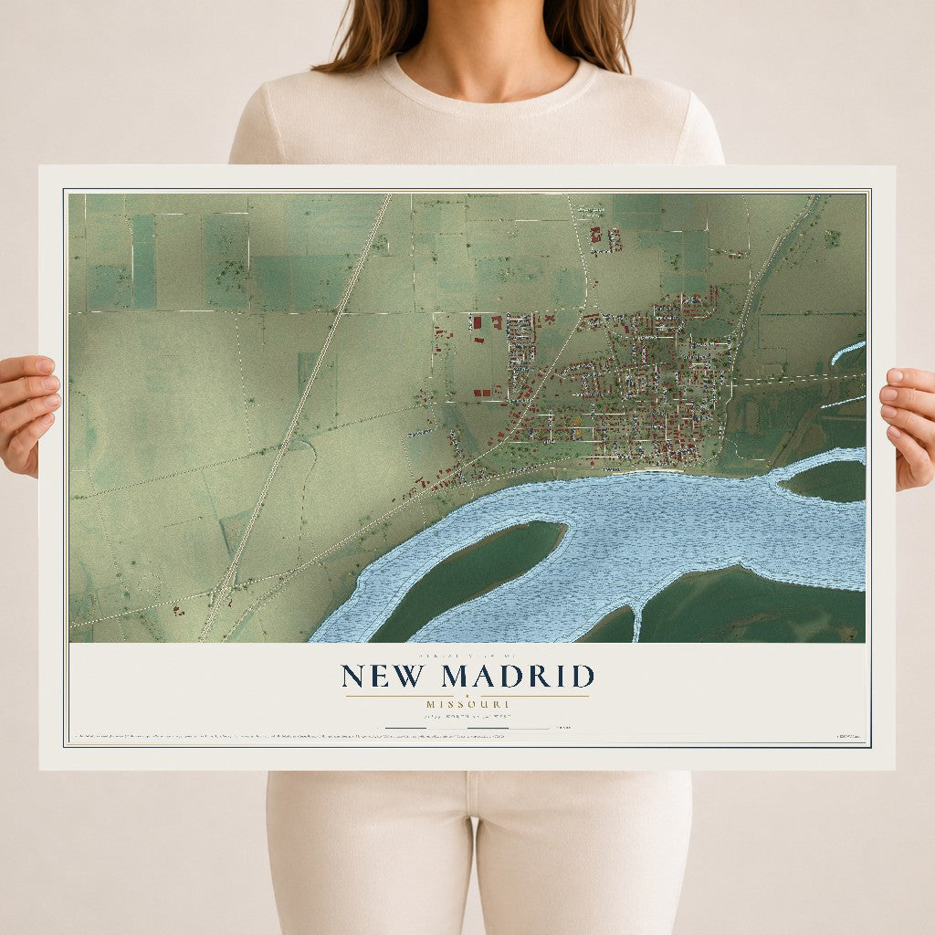 Map of New Madrid, Missouri, 18 x 24 inch unframed archival matte print