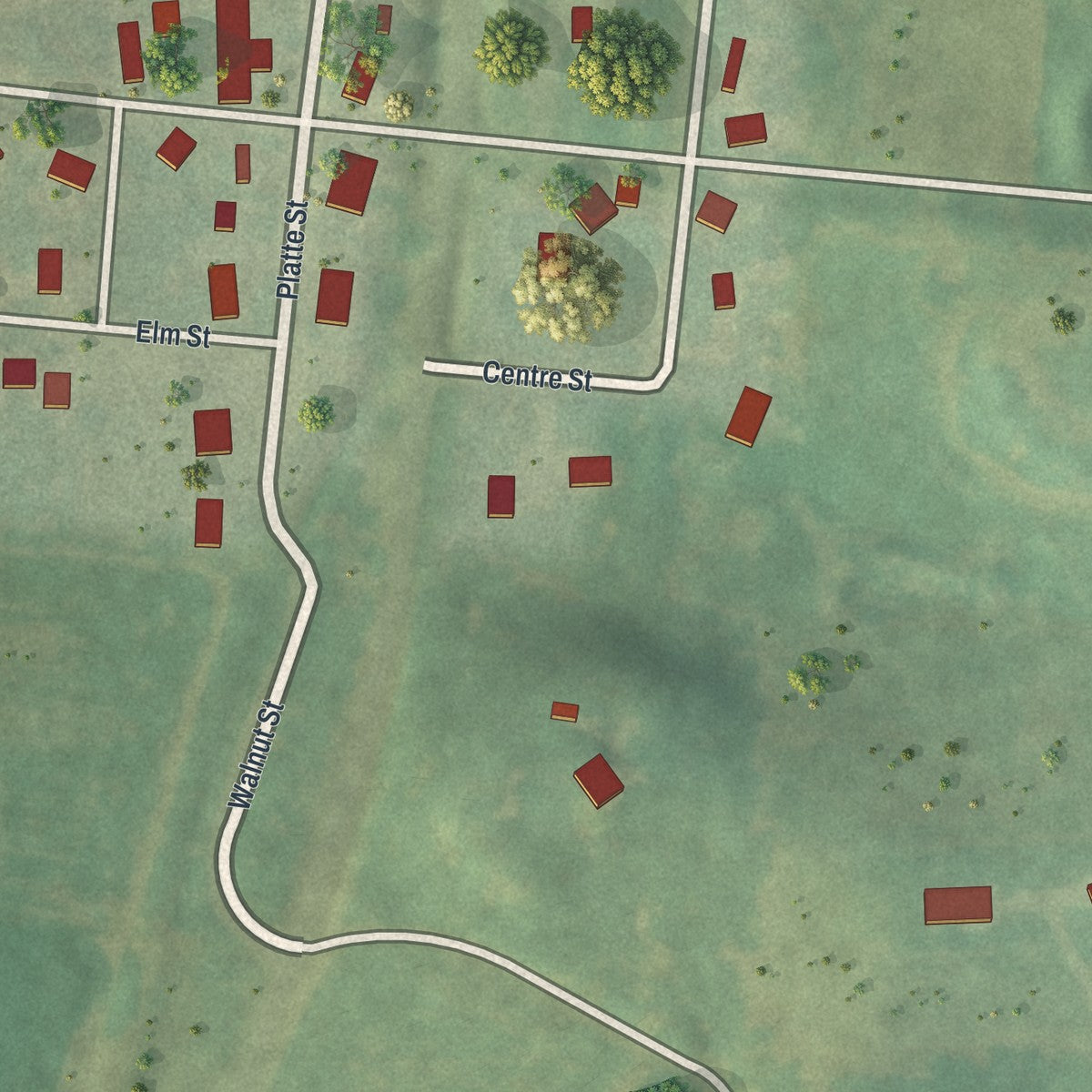 Close-up of the map of New Market, Missouri print showing street and building detail