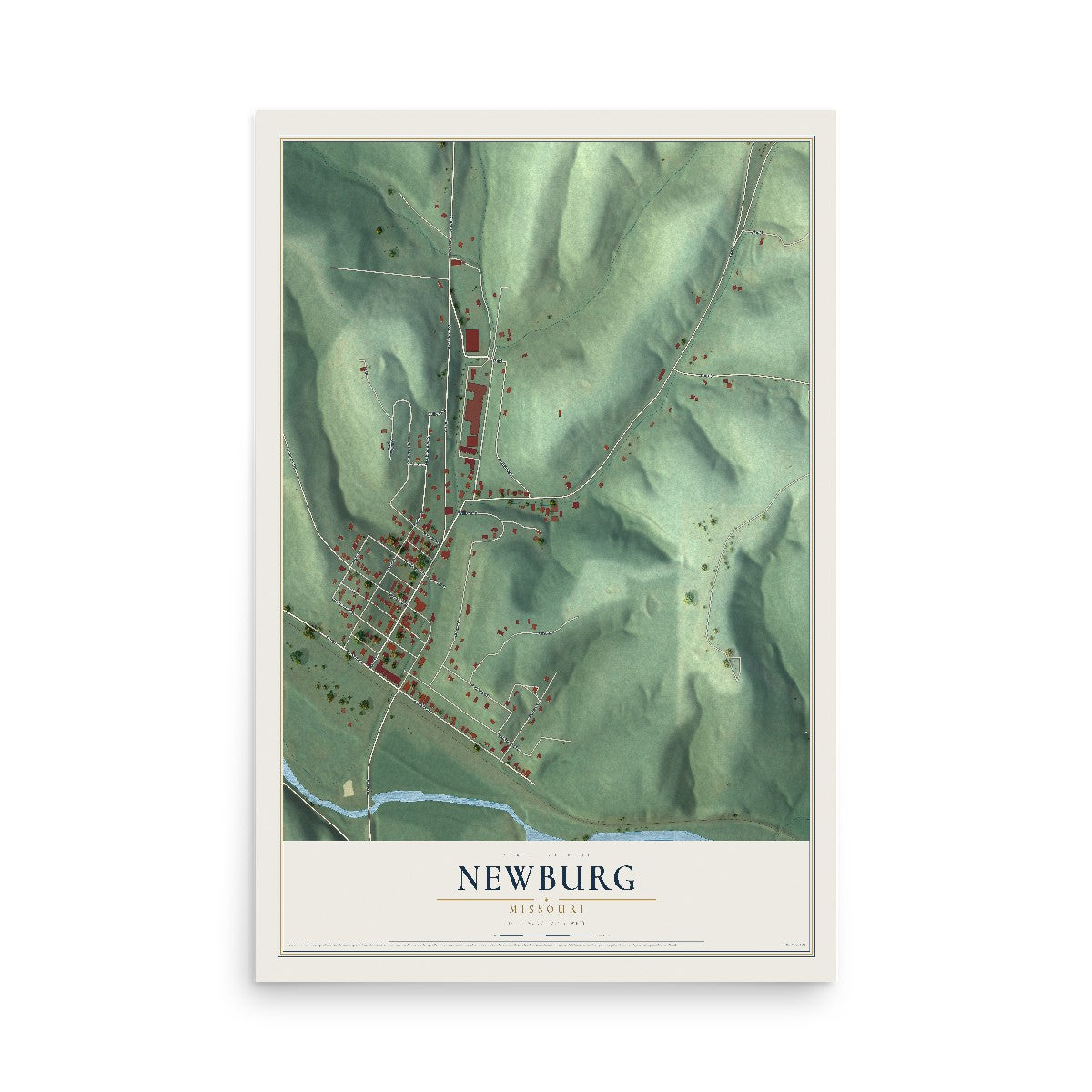 Map of Newburg, Missouri, 12 x 18 inch unframed archival matte print