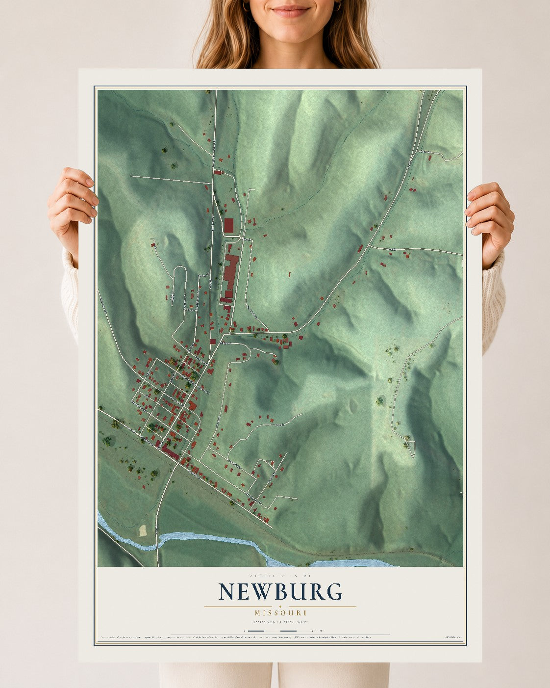 Map of Newburg, Missouri, 24 x 36 inch unframed archival matte print