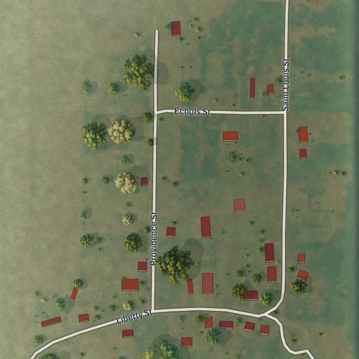 Second close-up of the map of North Lilbourn, Missouri print showing more streets and buildings