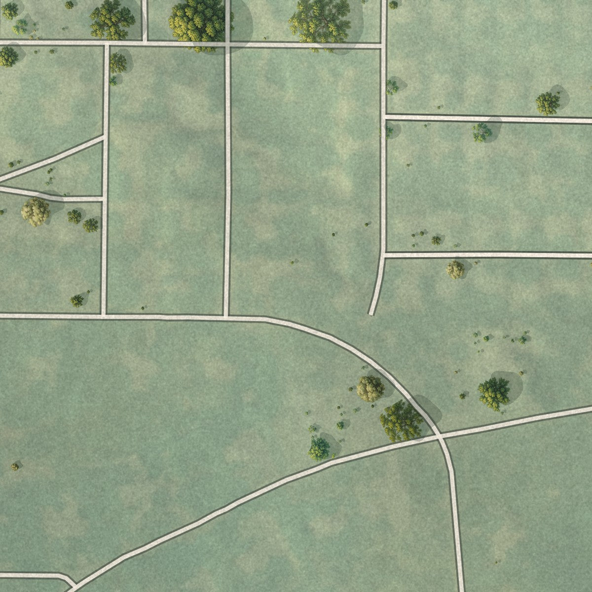Second close-up of the map of Oaks, Missouri print showing more streets and buildings