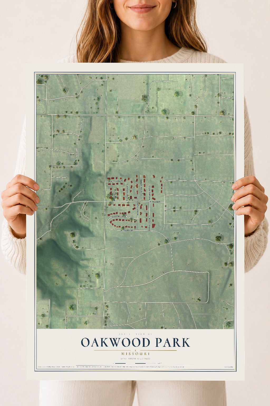 Map of Oakwood Park, Missouri, 18 x 24 inch unframed archival matte print