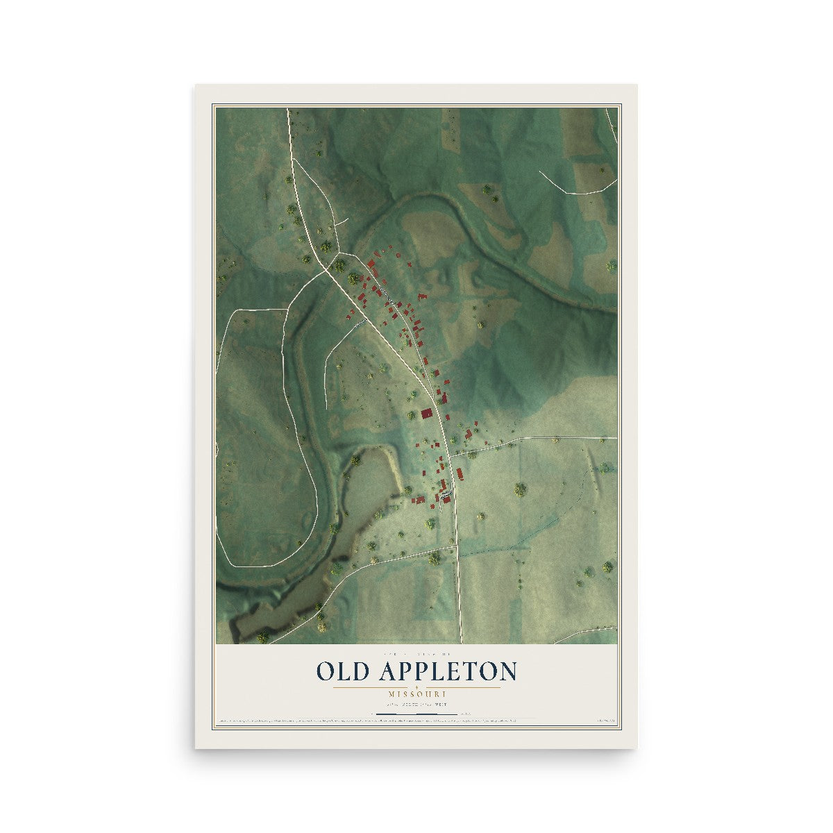 Map of Old Appleton, Missouri, 12 x 18 inch unframed archival matte print