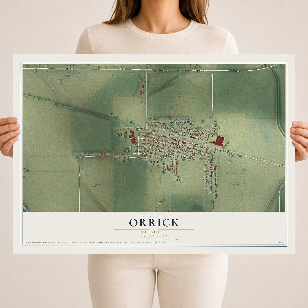 Map of Orrick, Missouri, 18 x 24 inch unframed archival matte print