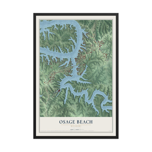 Map of Osage Beach, Missouri, 12 x 18 inch print in a black wood frame