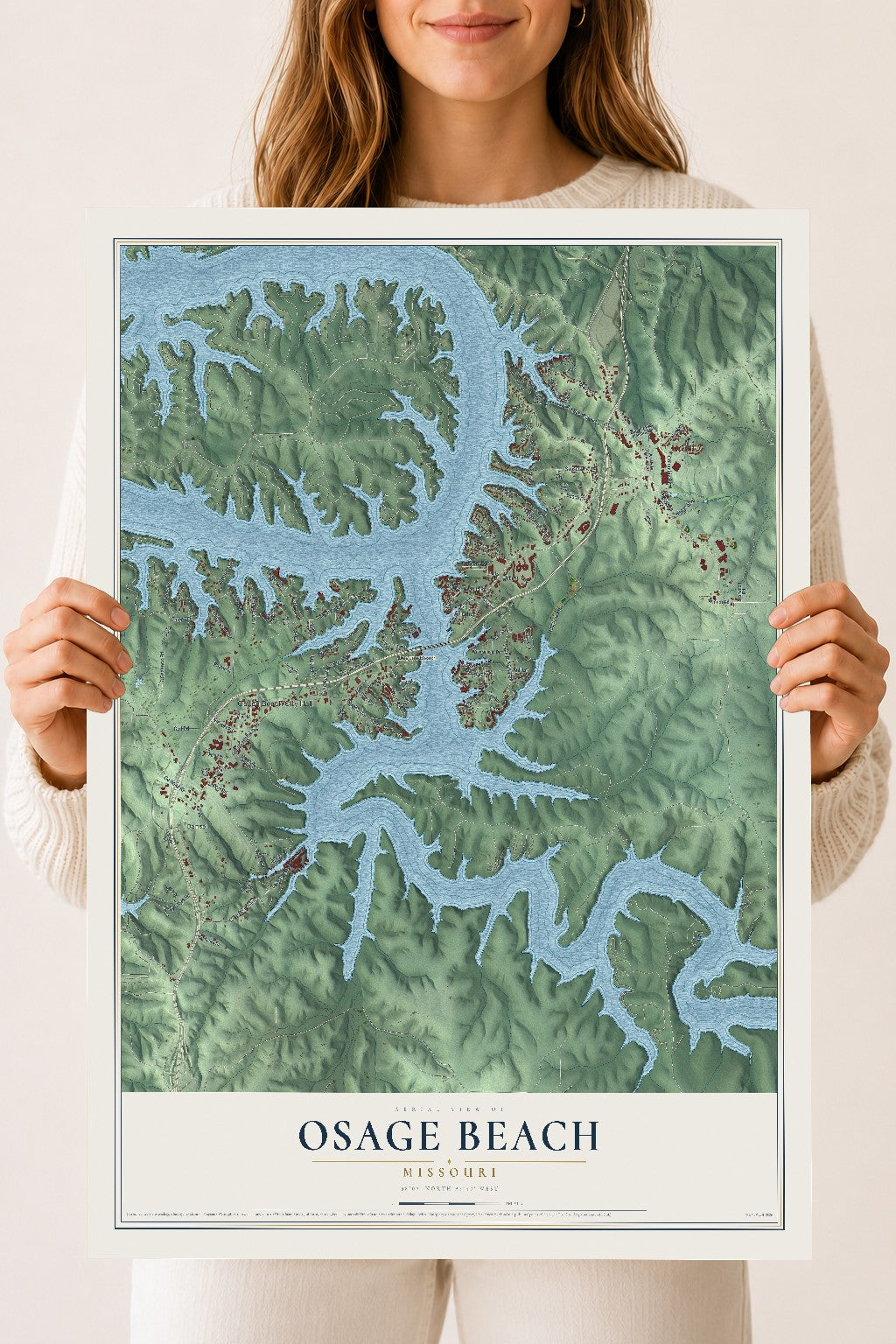 Map of Osage Beach, Missouri, 18 x 24 inch unframed archival matte print